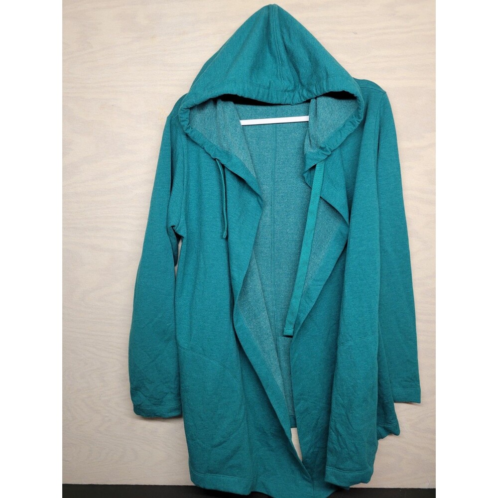 Eddie Bauer Women's SZ TL Hooded Cargigan Open Front Sweater Pockets Soft Inside